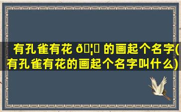 有孔雀有花 🦅 的画起个名字(有孔雀有花的画起个名字叫什么)